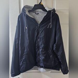 Hooddie Revesable Jacket/Windbreaker Navy/ Grey Large